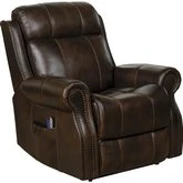 Langston Lift Chair Recliner w/ Power Head Rest in Tonya Brown Leather